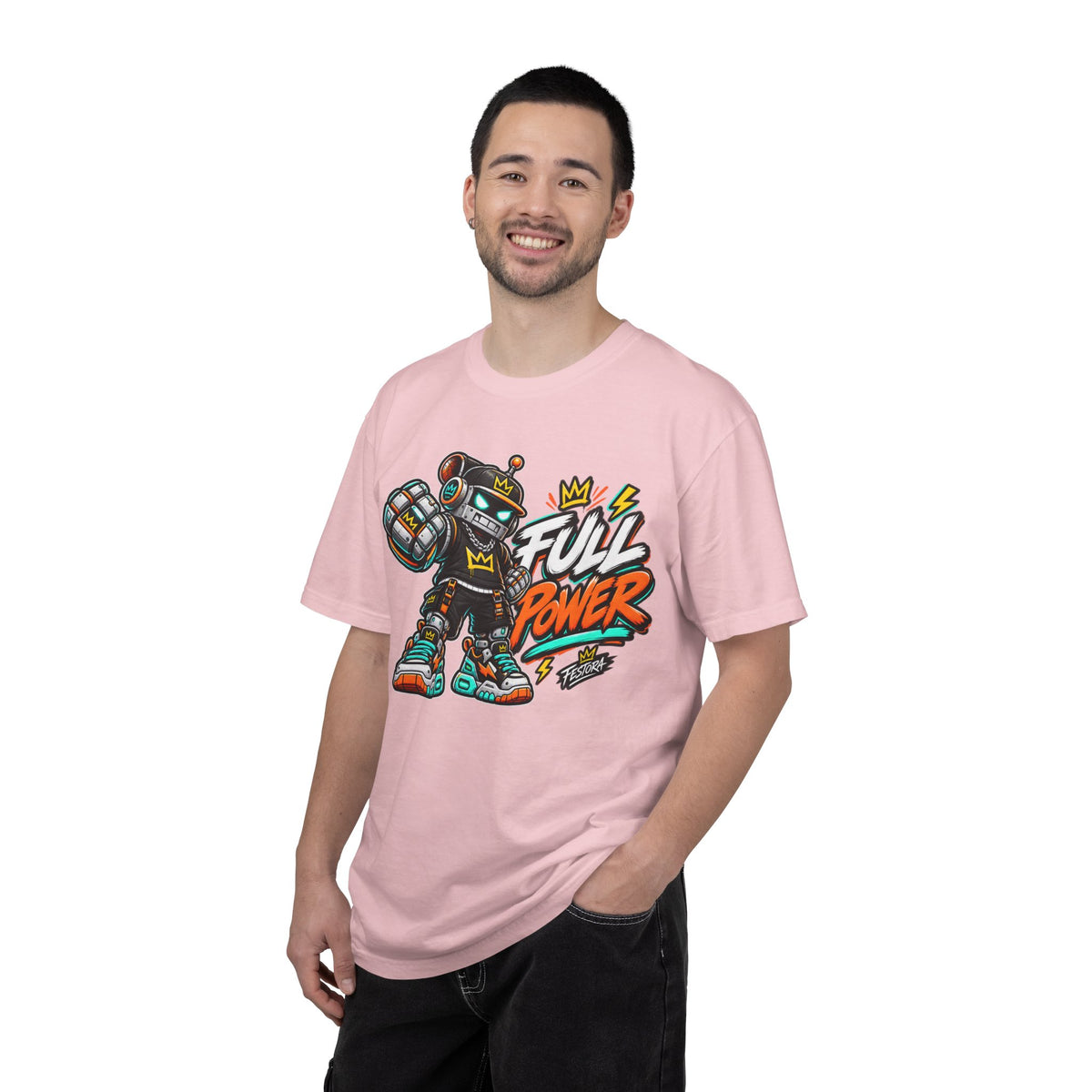 Full Power Robot Graphic T-Shirt — Retro Streetwear Tee