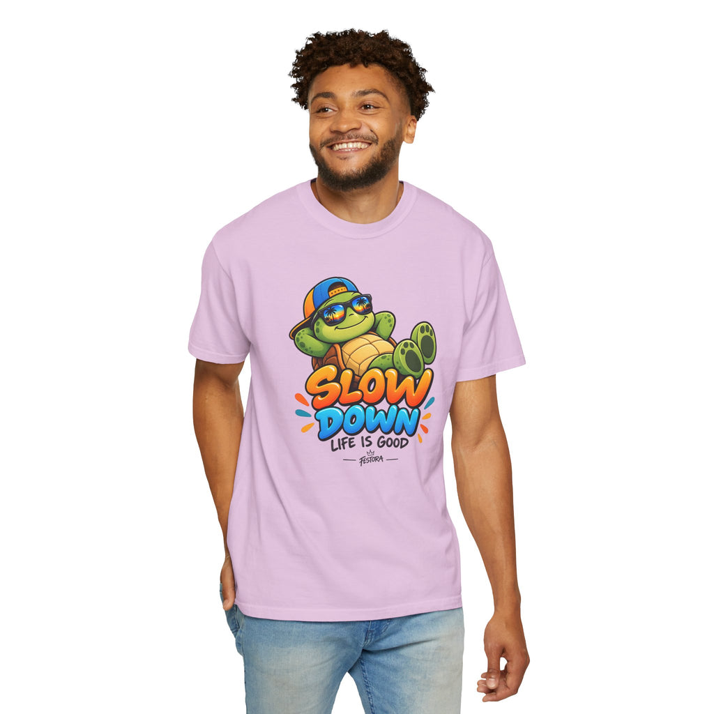 Slow Down, Life Is Good – Turtle Graphic T-Shirt | Festora Everyday