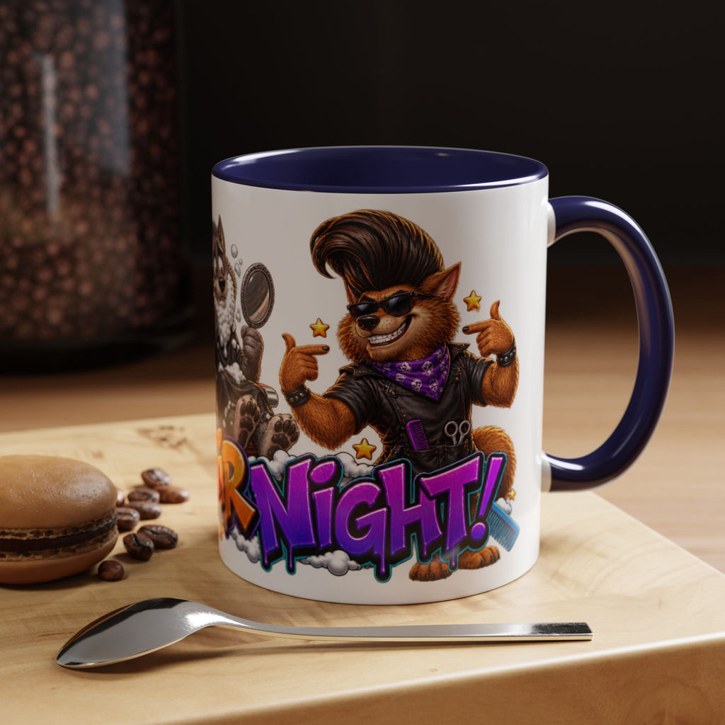 Bad Hair Night Funny Werewolf Barber Halloween White Mug