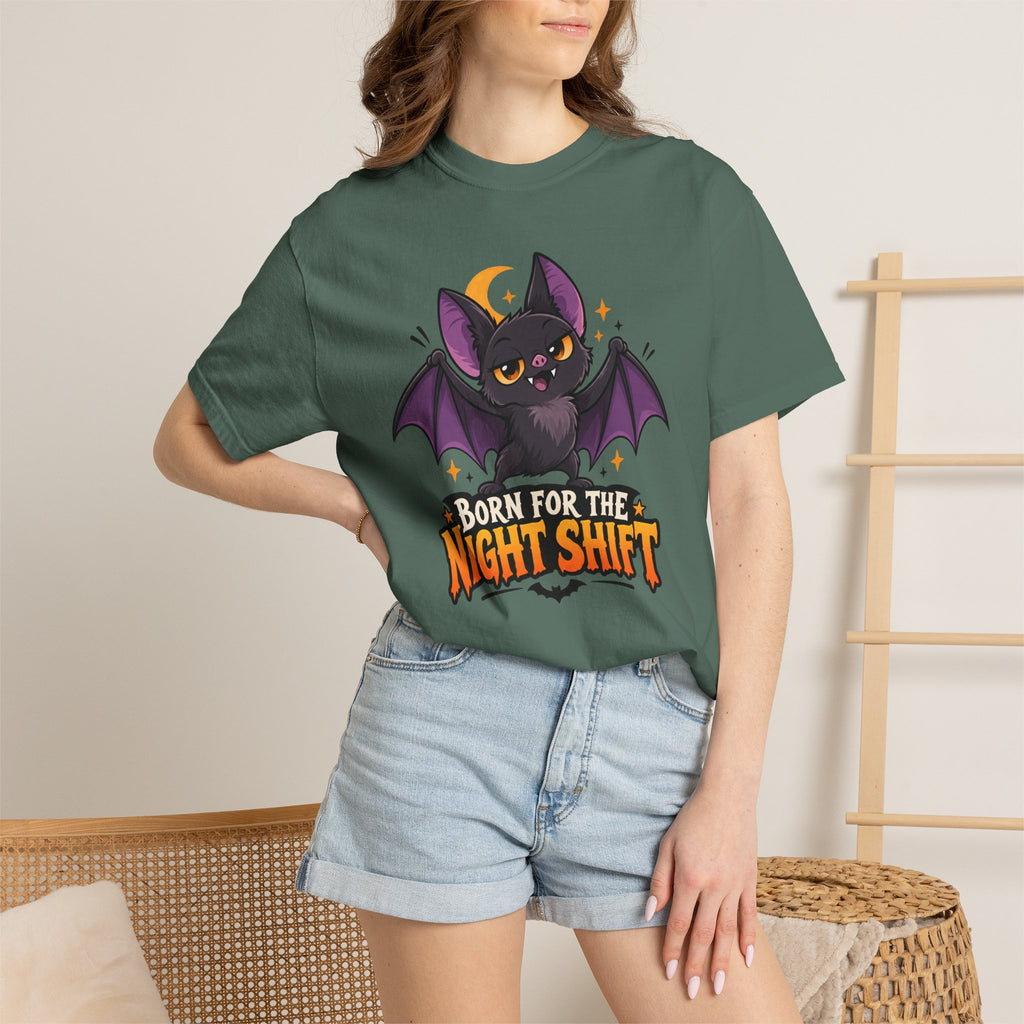 Born for the Night Shift – Cute Halloween Bat T-Shirt
