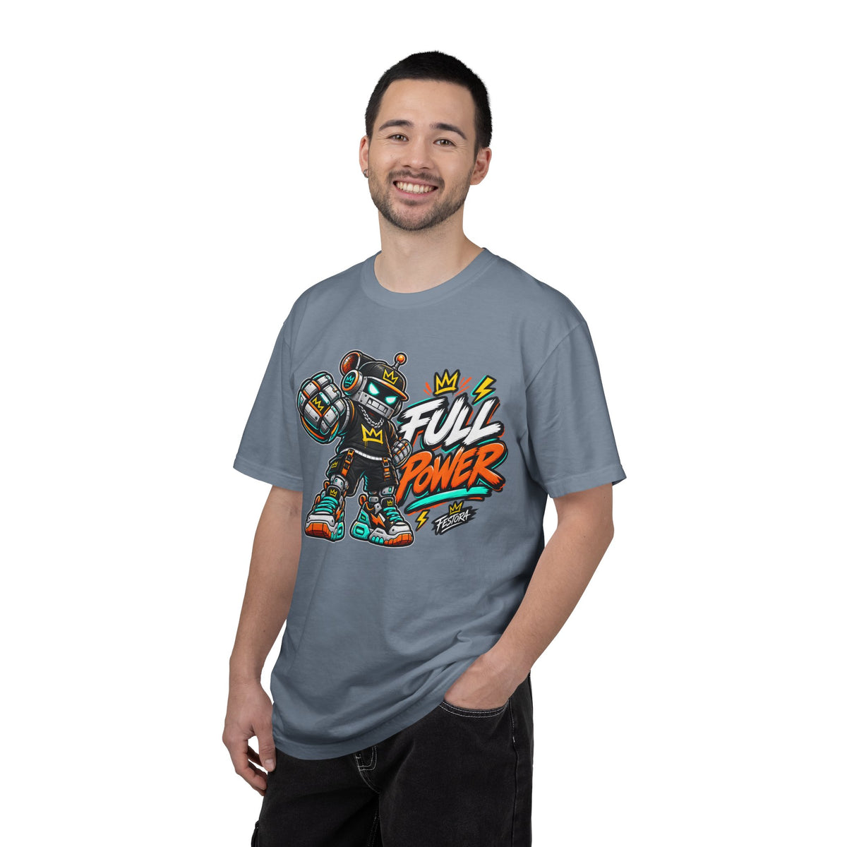 Full Power Robot Graphic T-Shirt — Retro Streetwear Tee