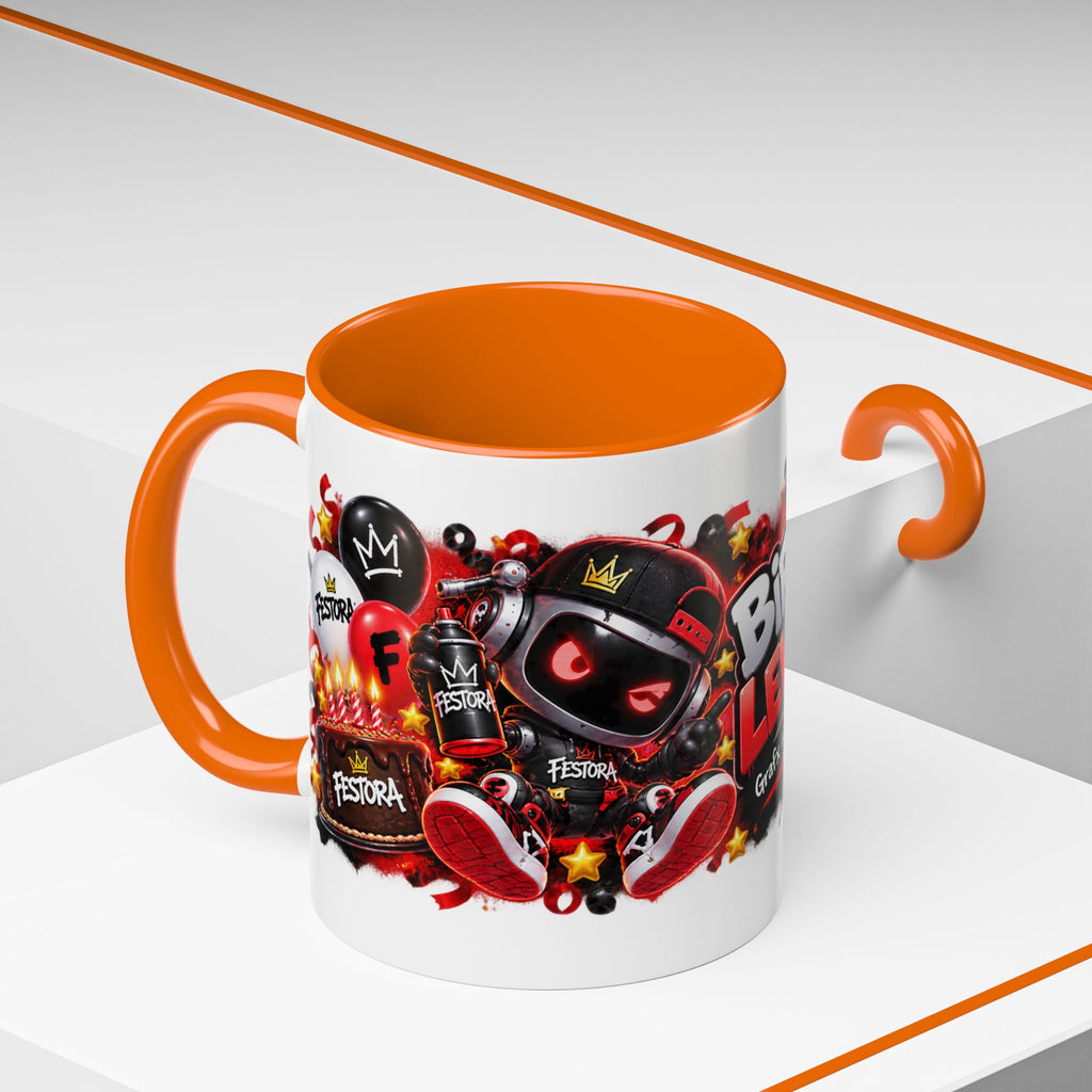 Festora Grafx Birthday Mug – Birthday Level Up Robot Coffee Cup