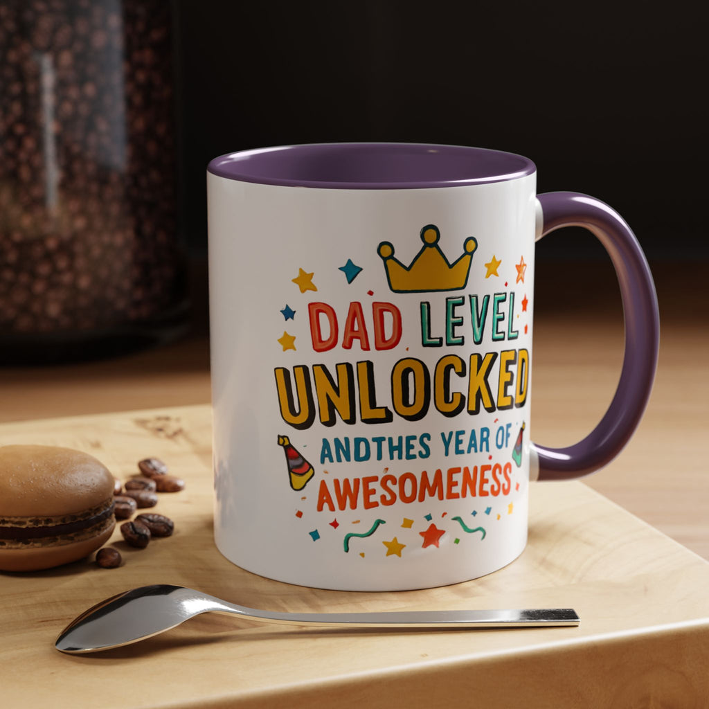 Dad Level Unlocked Coffee Mug – Funny Father’s Day 11/15oz Accent Mug