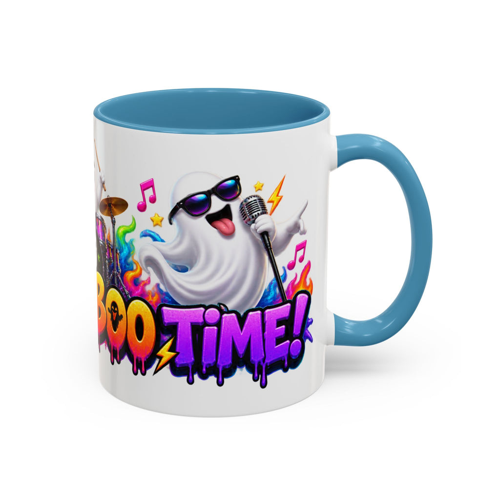 Here for a Boo Time Halloween Ghost Rock Band White Mug