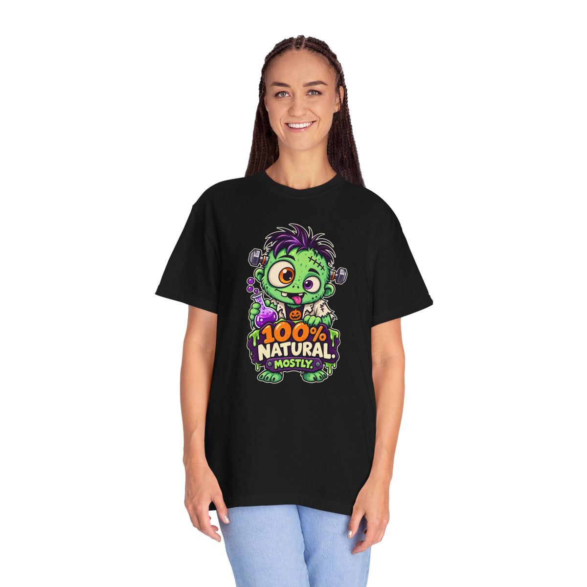 100% Natural. Mostly. – Cute Halloween Lab Monster T-Shirt