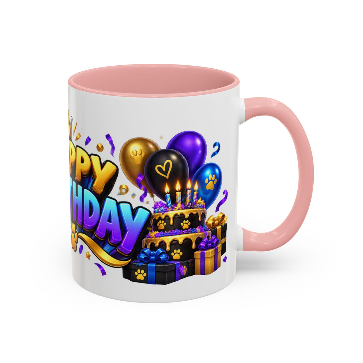 Black Panther Happy Birthday Mug – Purple Blue & Gold Birthday Gift – FestoraShop White Coffee Mug