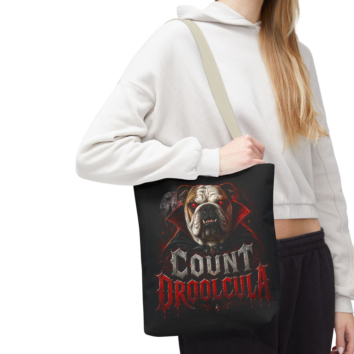 Count Droolcula Tote Bag — Halloween Bulldog Vampire Tote