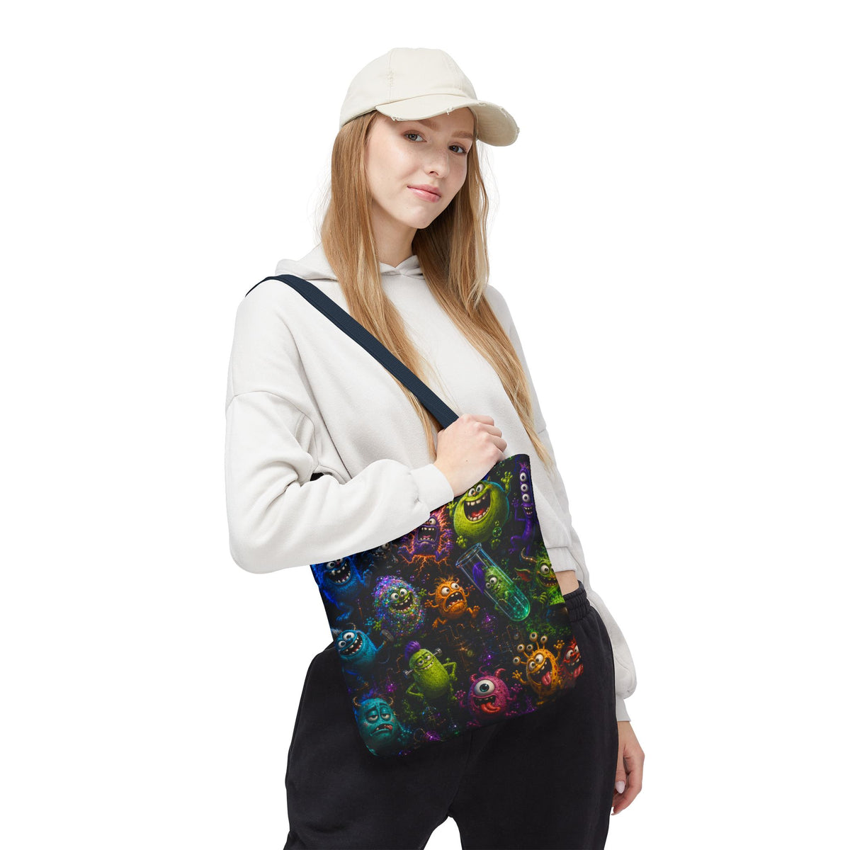 Mad Scientist Monsters Tote Bag – Colorful Laboratory Creature All-Over Print