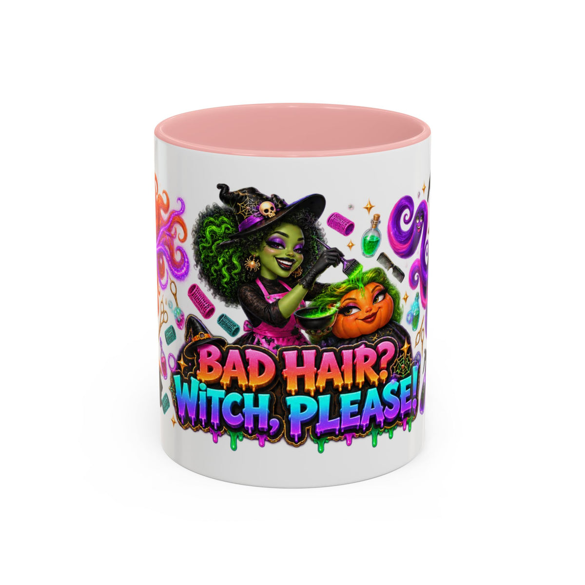 Bad Hair Witch Please Halloween Hairstylist White Mug