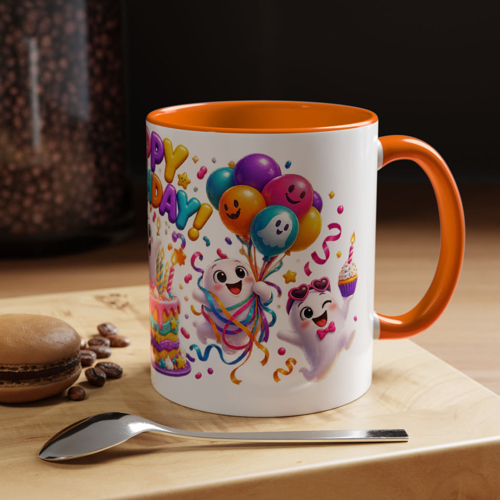 Happy Birthday Accent Coffee Mug - Colorful Celebration Mug (11oz, 15oz)