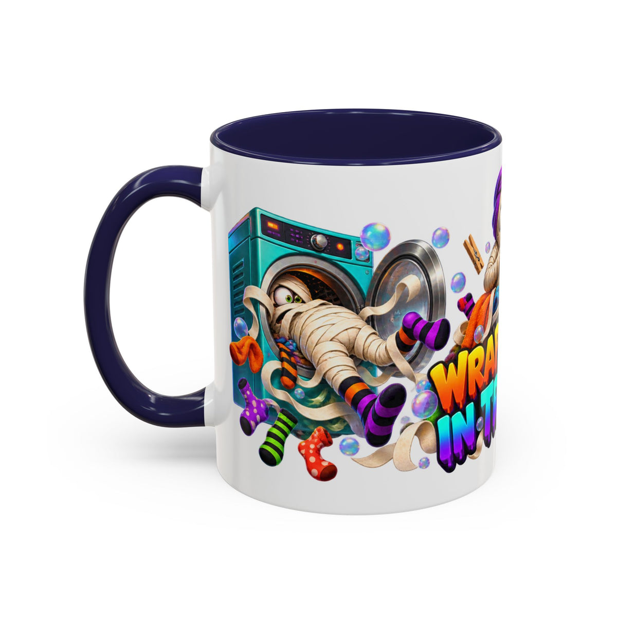 Wrapped Up in Trouble Mummy Halloween White Mug
