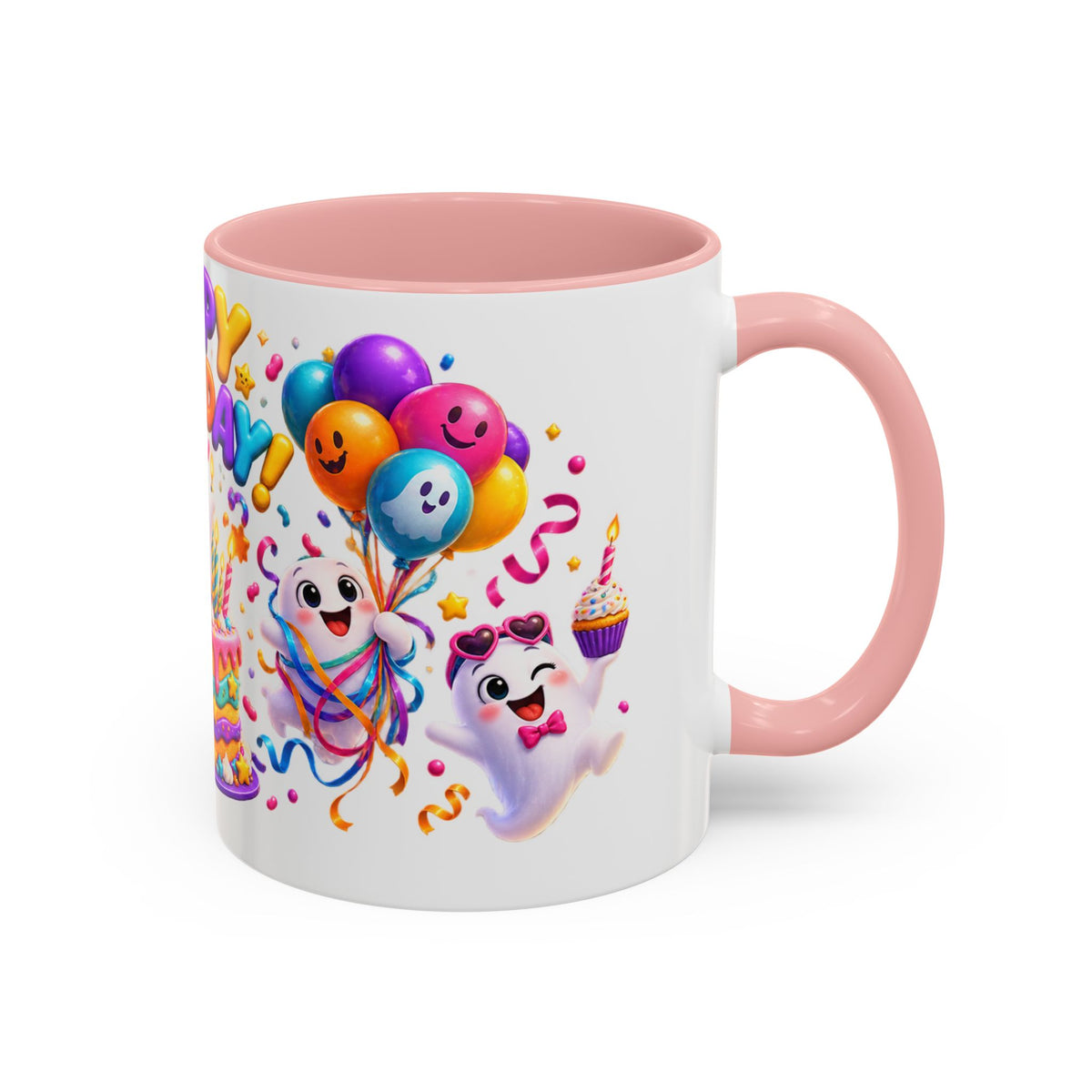Happy Birthday Accent Coffee Mug - Colorful Celebration Mug (11oz, 15oz)