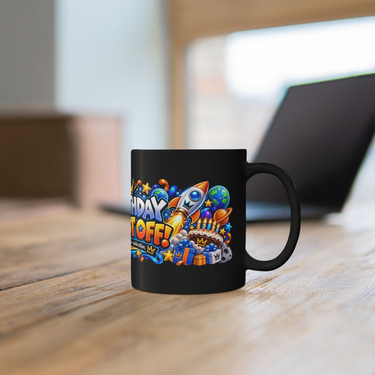 Birthday Blast Off Black Mug – Festora Alien Nova Birthday Cup