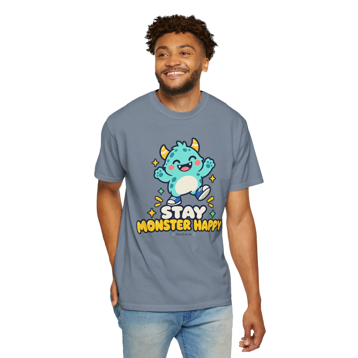 Stay Monster Happy – Cute Monster Graphic T-Shirt
