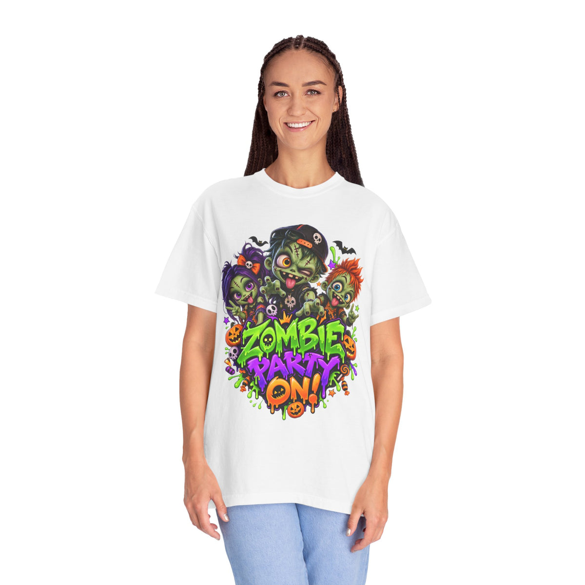 Zombie Party On! – Halloween Zombie Crew Graphic T-Shirt
