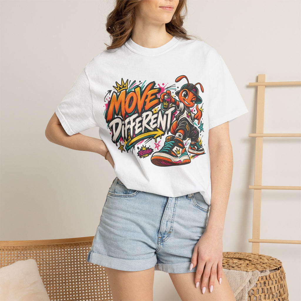 Move Different Graphic T-Shirt — Streetwear Skate Ant Mascot Design