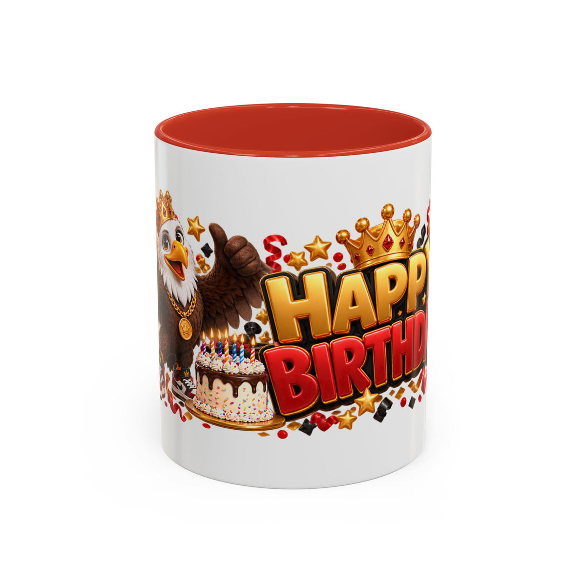 Happy Birthday Eagle Mug – Colorful 3D Birthday Gift – White Coffee Mug