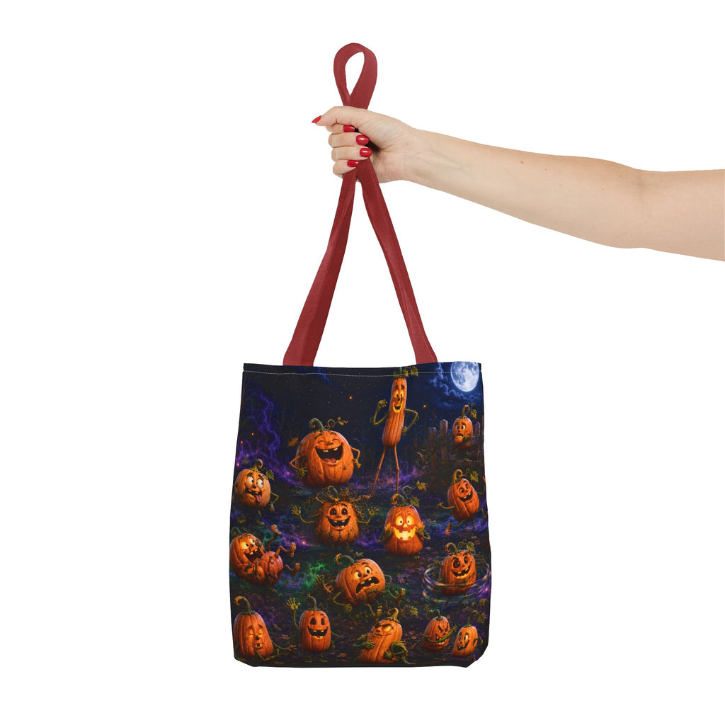 Halloween Pumpkin Patch Tote Bag — Spooky Jack-o'-Lantern All-Over Print