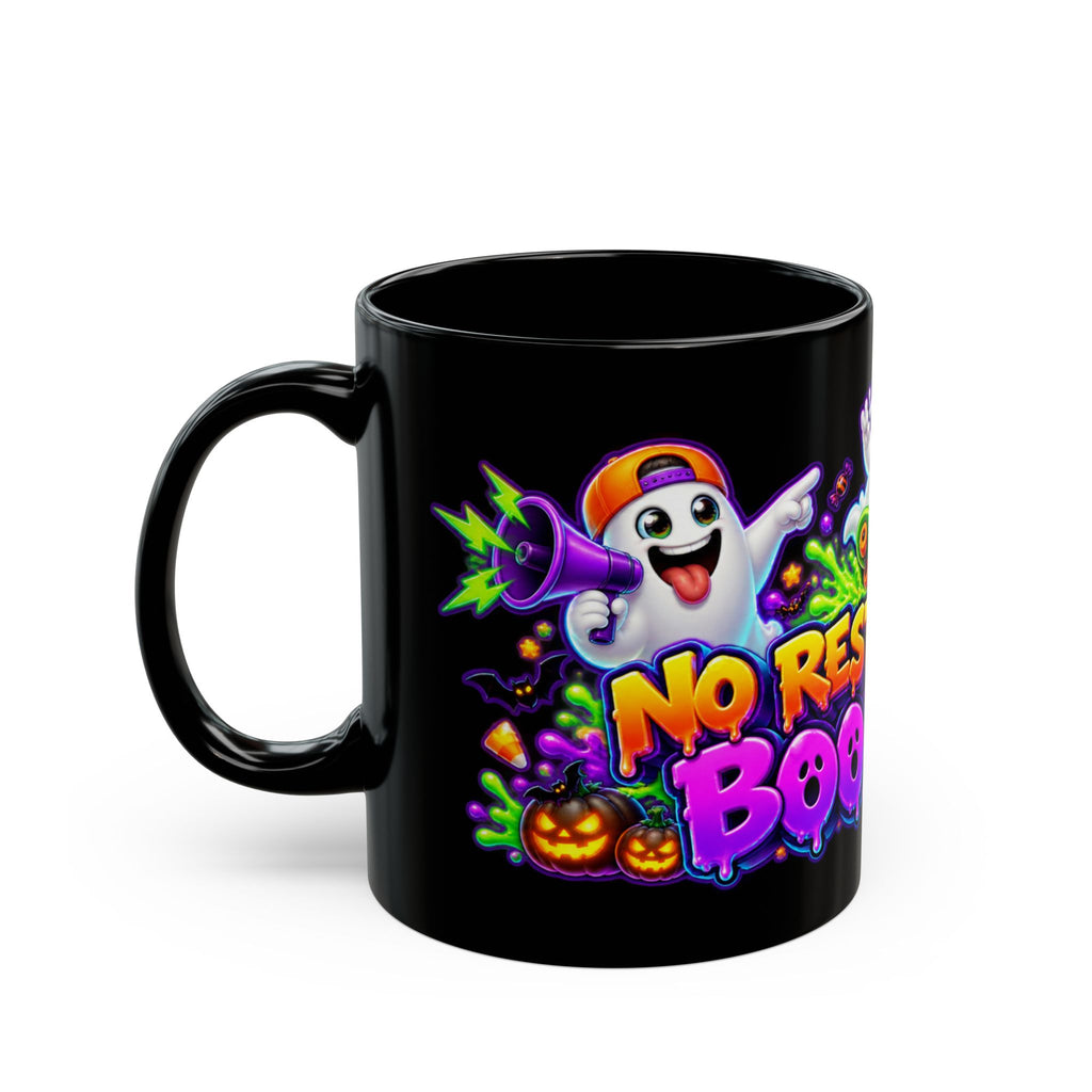 No Rest for the Boo Crew Crazy Ghosts Halloween Black Mug