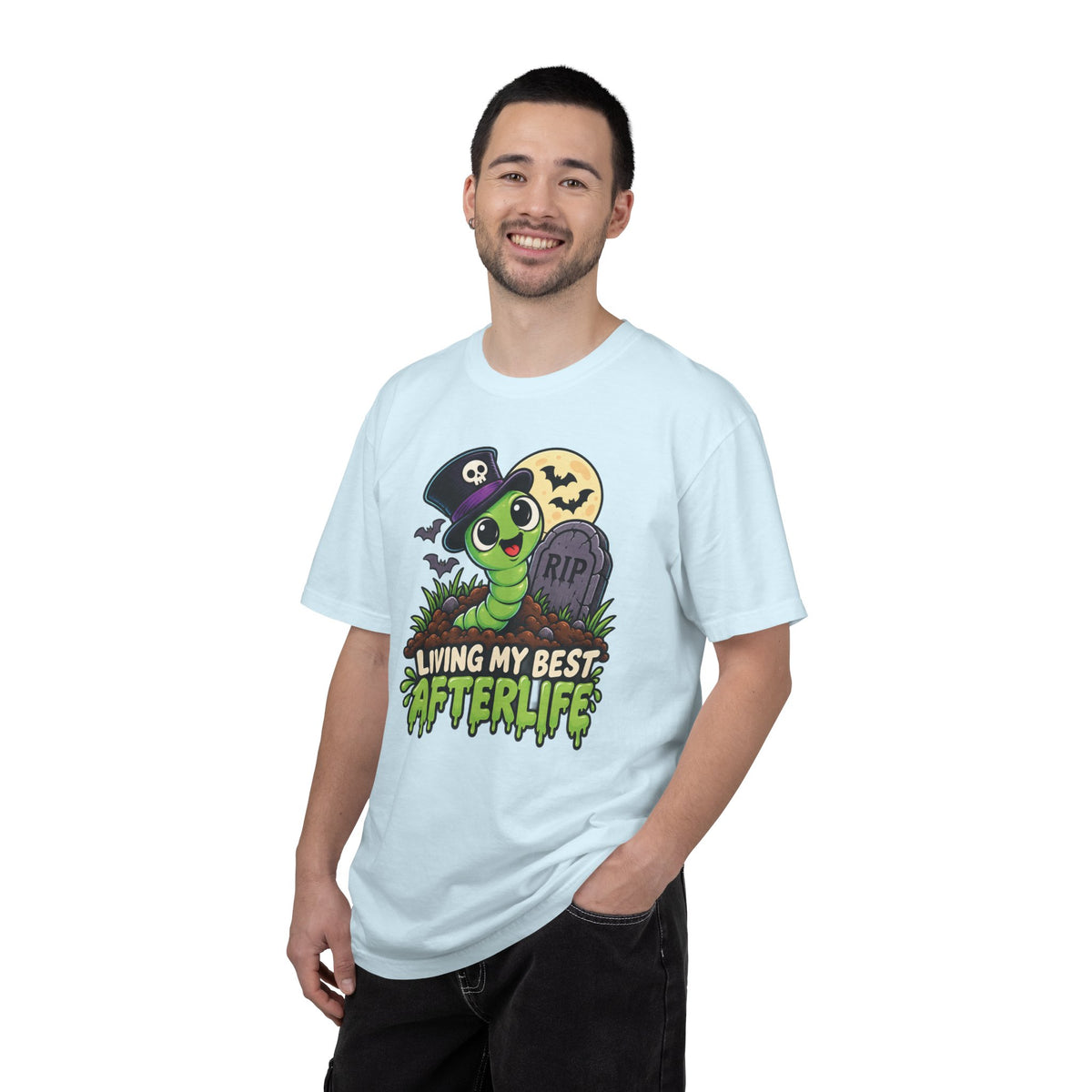 Living My Best Afterlife – Cute Halloween Graveyard Worm T-Shirt