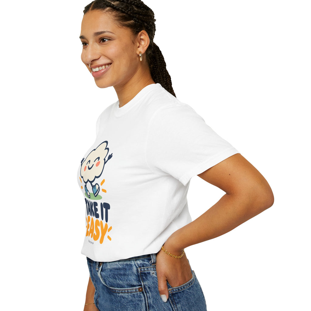 Take It Easy – Happy Cloud Graphic T-Shirt | Festora Everyday