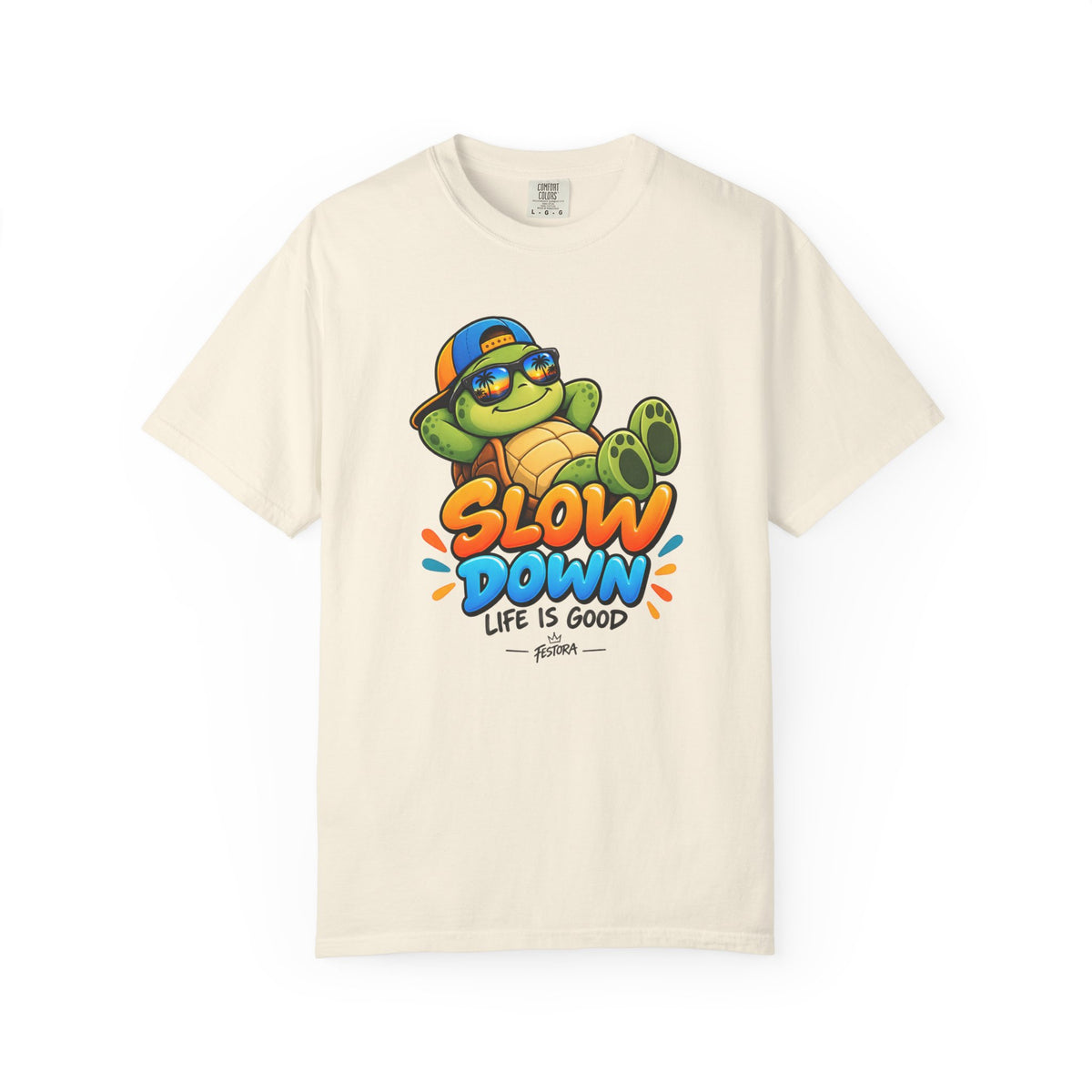 Slow Down, Life Is Good – Turtle Graphic T-Shirt | Festora Everyday