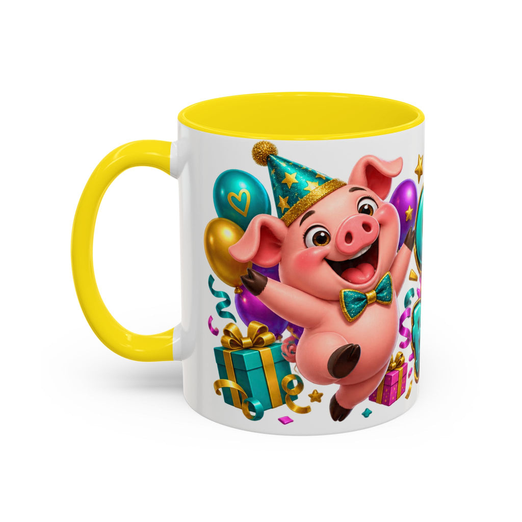 Oink! It’s Your Birthday White Mug – Cute Pig Birthday Cup, Colorful Funny Party Gift