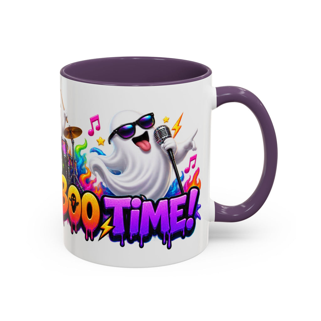 Here for a Boo Time Halloween Ghost Rock Band White Mug