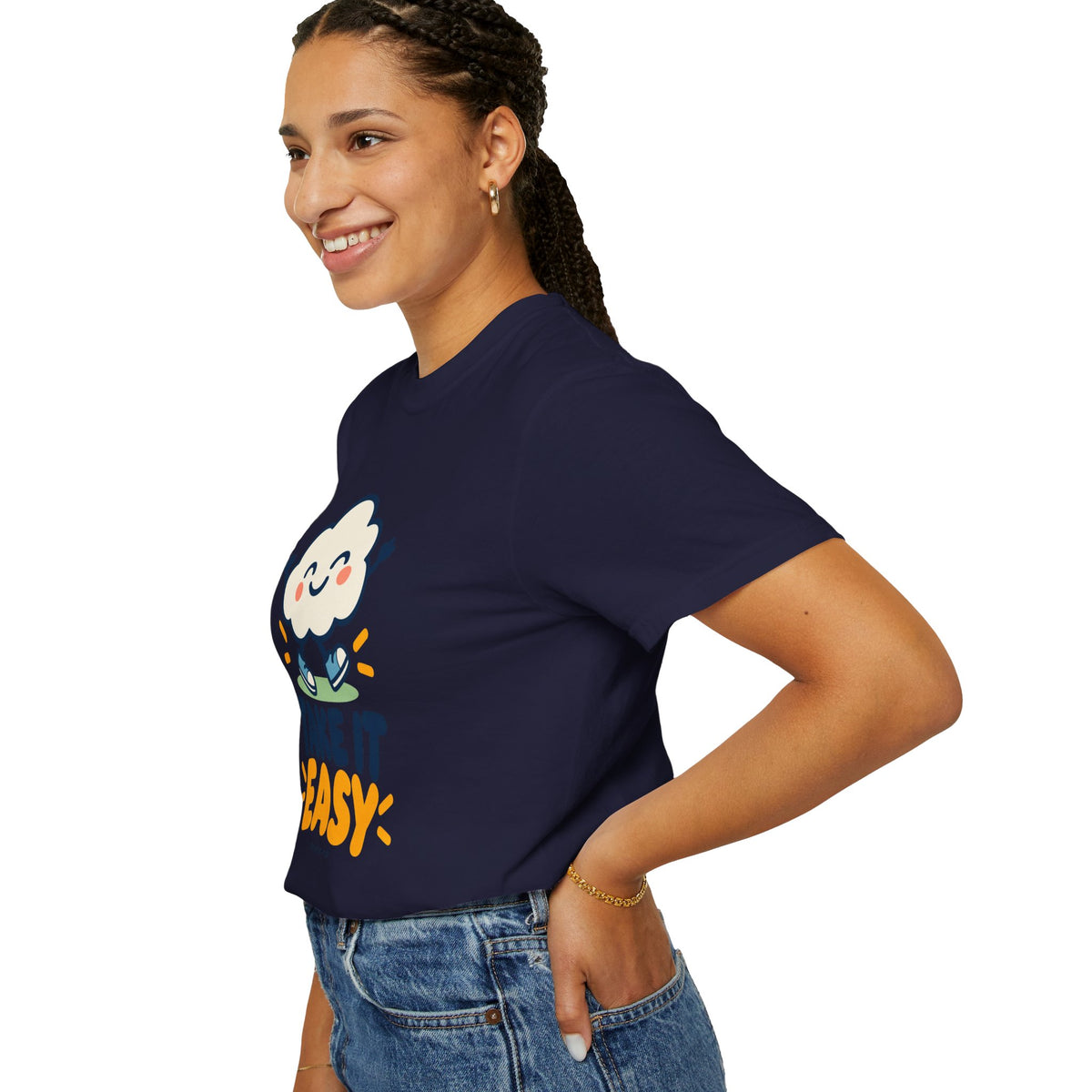 Take It Easy – Happy Cloud Graphic T-Shirt | Festora Everyday