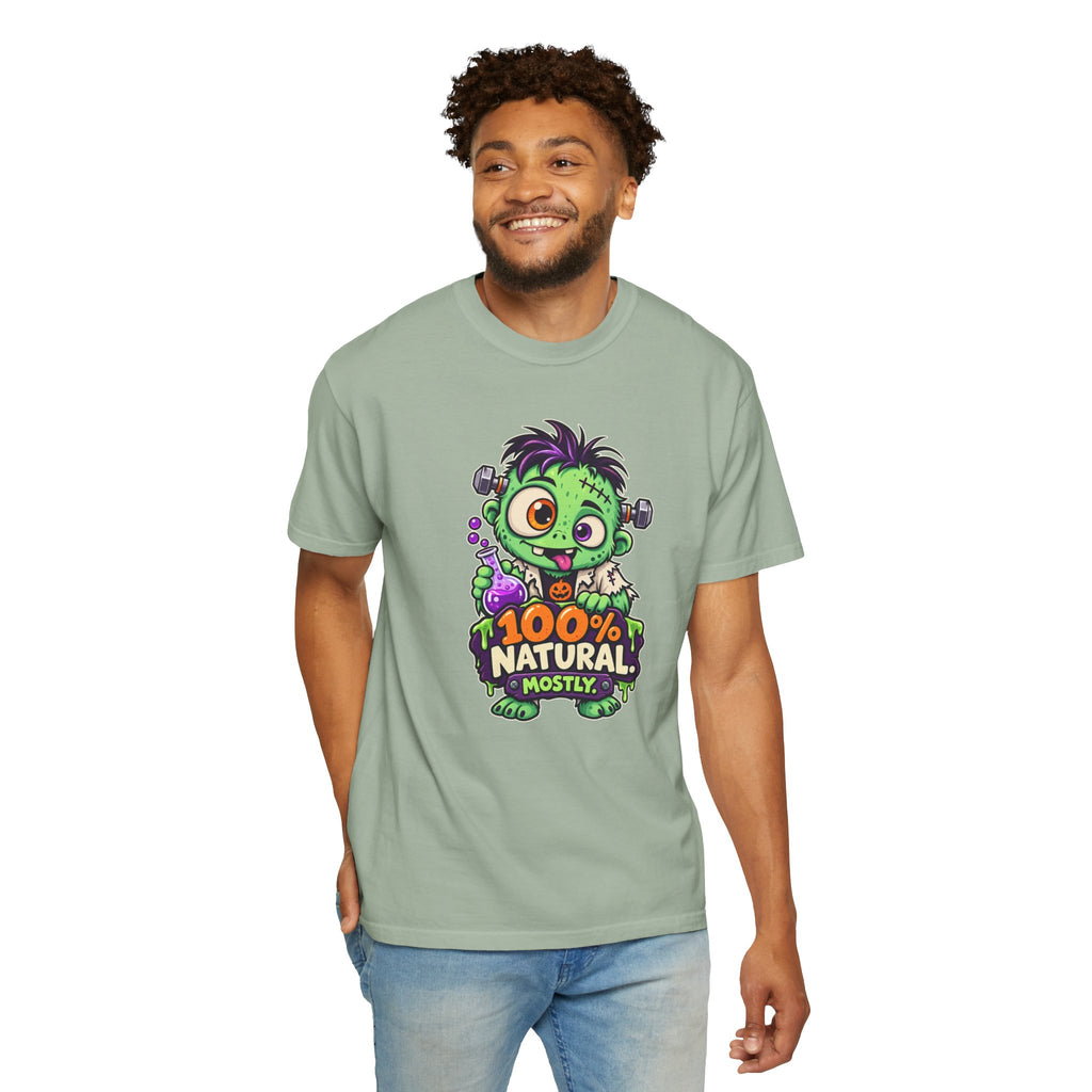 100% Natural. Mostly. – Cute Halloween Lab Monster T-Shirt