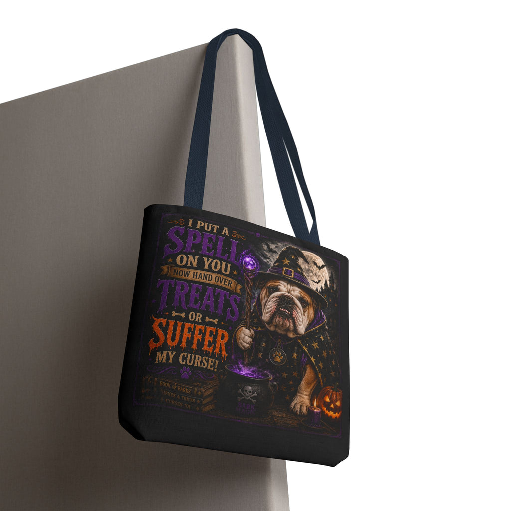 Halloween Bulldog Tote Bag - "I Put a Spell On You" Trick-or-Treat Candy Bag
