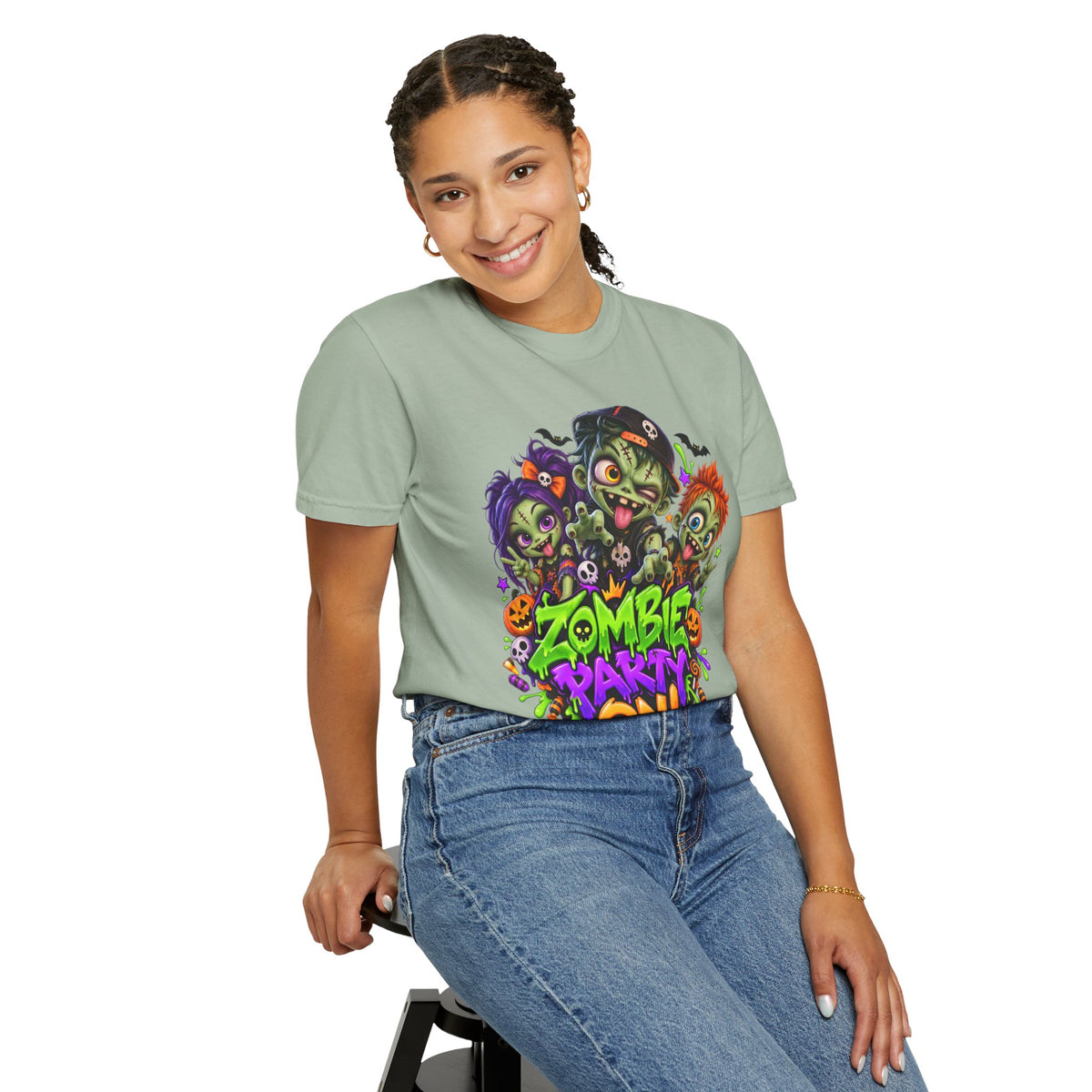 Zombie Party On! – Halloween Zombie Crew Graphic T-Shirt