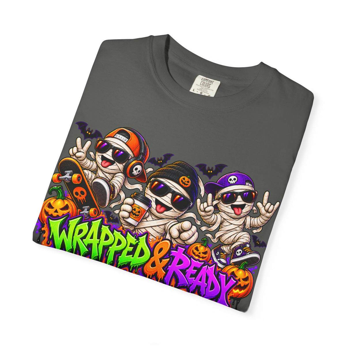 Wrapped & Ready – Halloween Mummy Crew Graphic T-Shirt