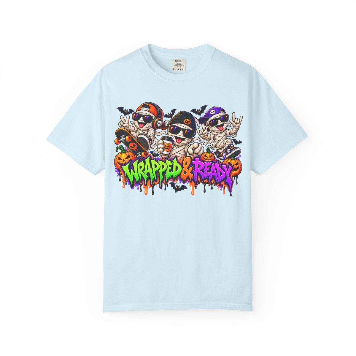 Wrapped & Ready – Halloween Mummy Crew Graphic T-Shirt