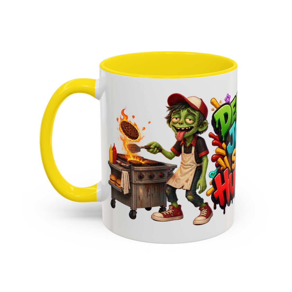 Dead End Job Still Hungry Funny Zombie Halloween White Mug