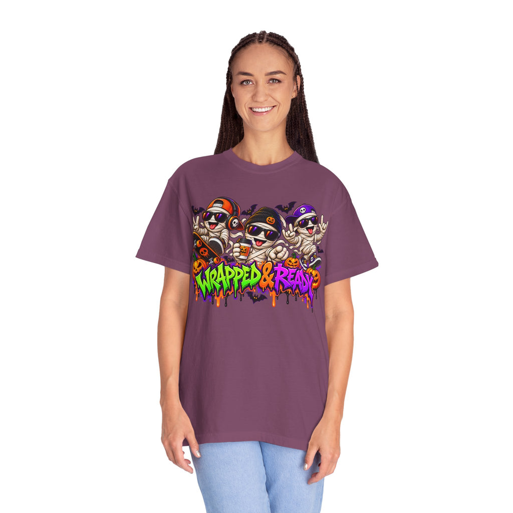 Wrapped & Ready – Halloween Mummy Crew Graphic T-Shirt