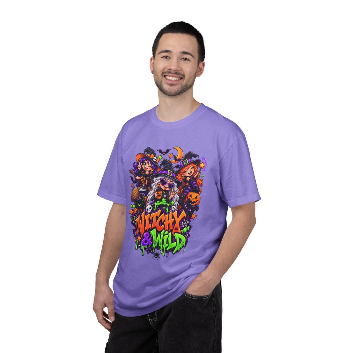 Witchy & Wild – Halloween Witch Crew Graphic T-Shirt