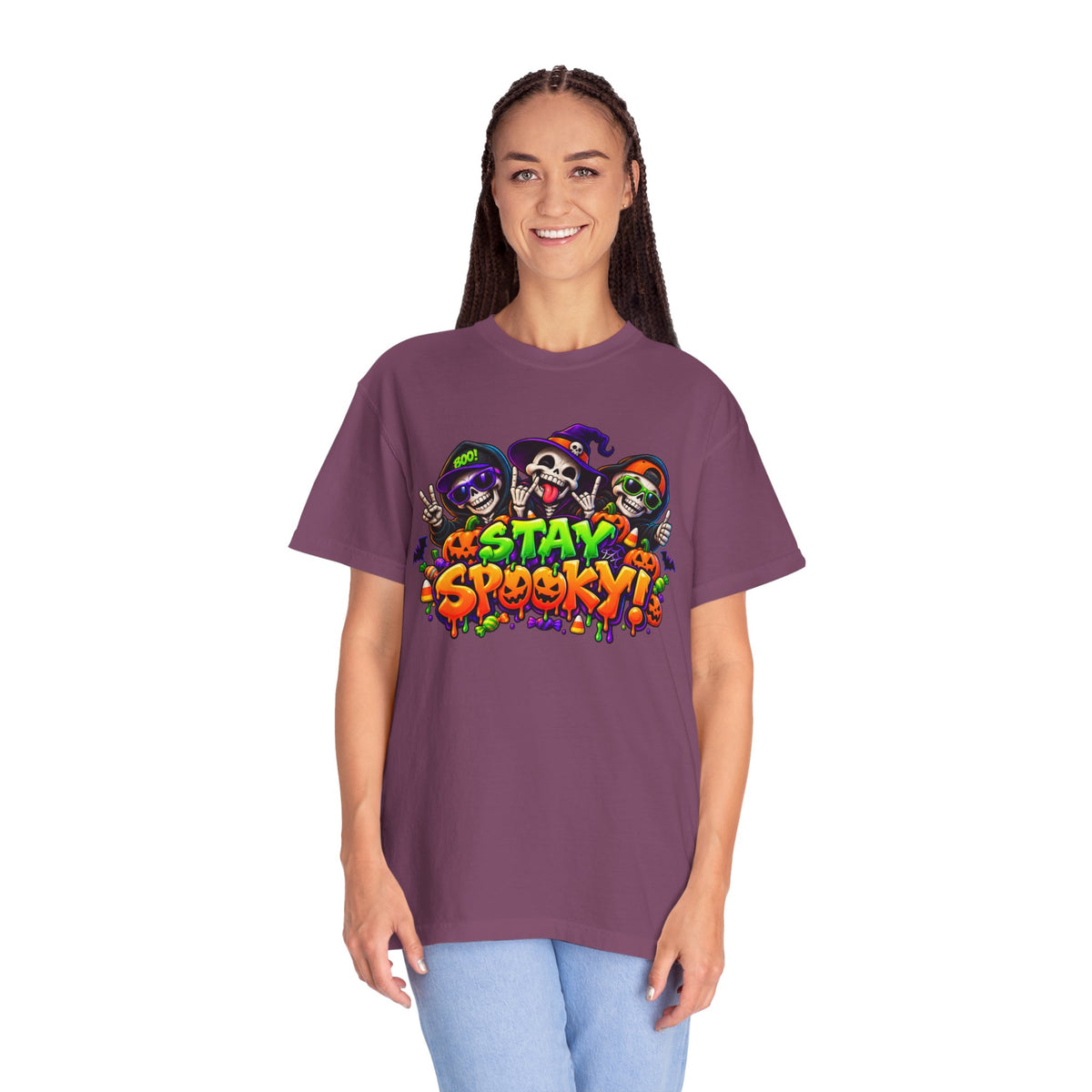Stay Spooky Halloween T-Shirt – Funny Skeleton Crew Colorful Graphic Tee