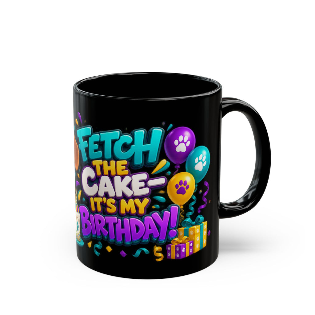 Beagle Birthday Mug – Fetch the Cake Black Ceramic Coffee Cup