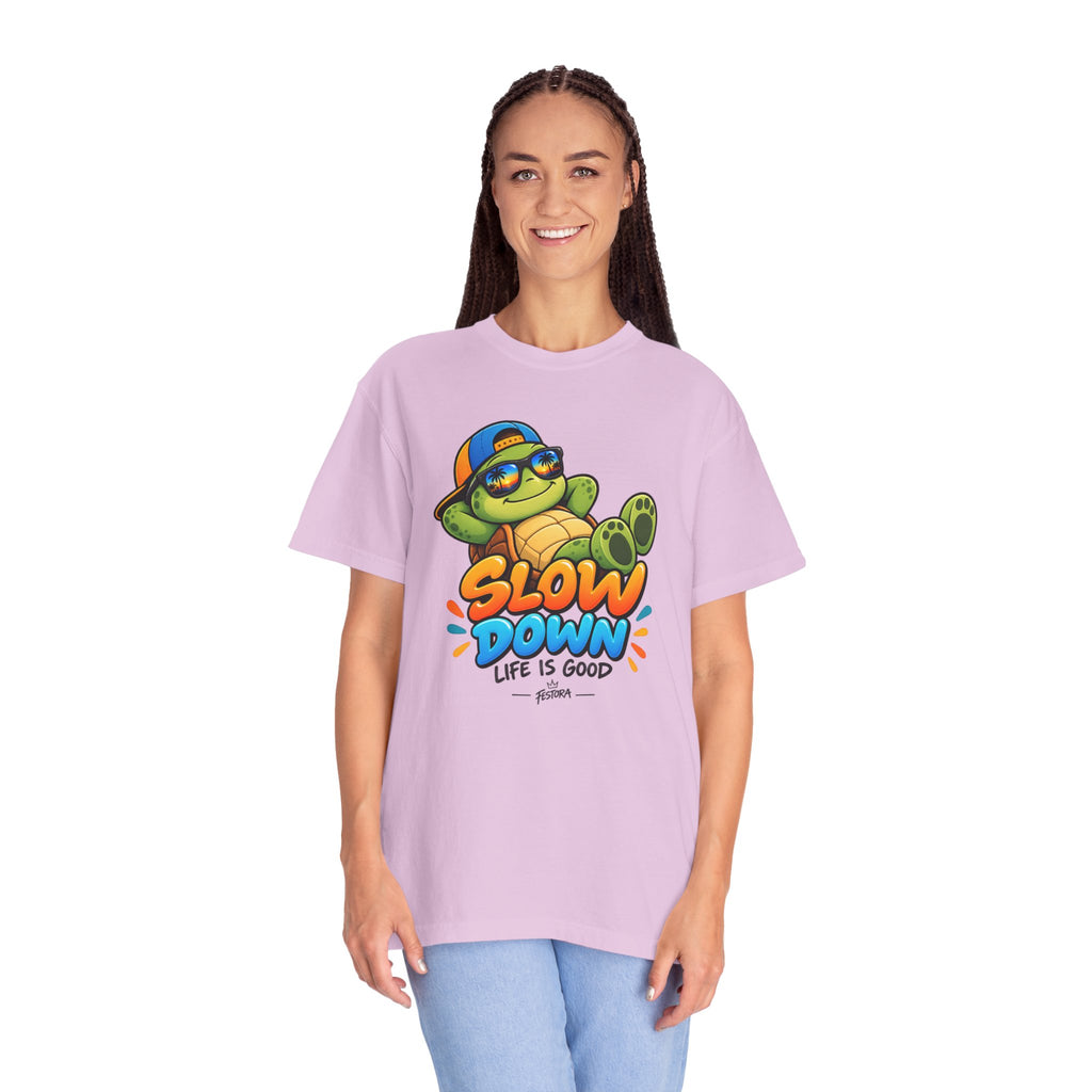 Slow Down, Life Is Good – Turtle Graphic T-Shirt | Festora Everyday