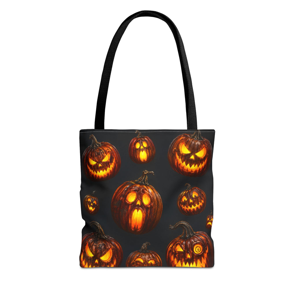 Halloween Jack-o'-Lantern Tote Bag — Spooky Pumpkin All-Over Print Trick-or-Treat Tote