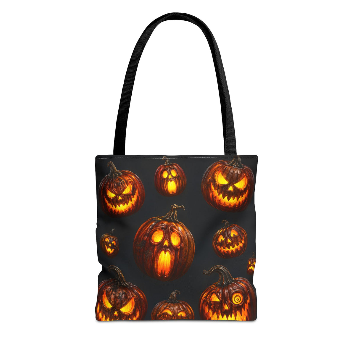 Halloween Jack-o'-Lantern Tote Bag — Spooky Pumpkin All-Over Print Trick-or-Treat Tote