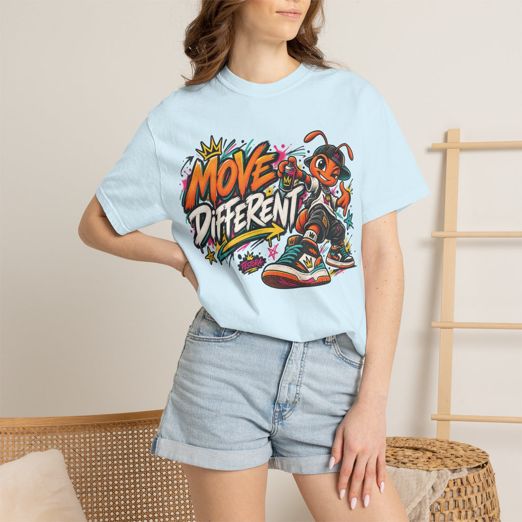 Move Different Graphic T-Shirt — Streetwear Skate Ant Mascot Design