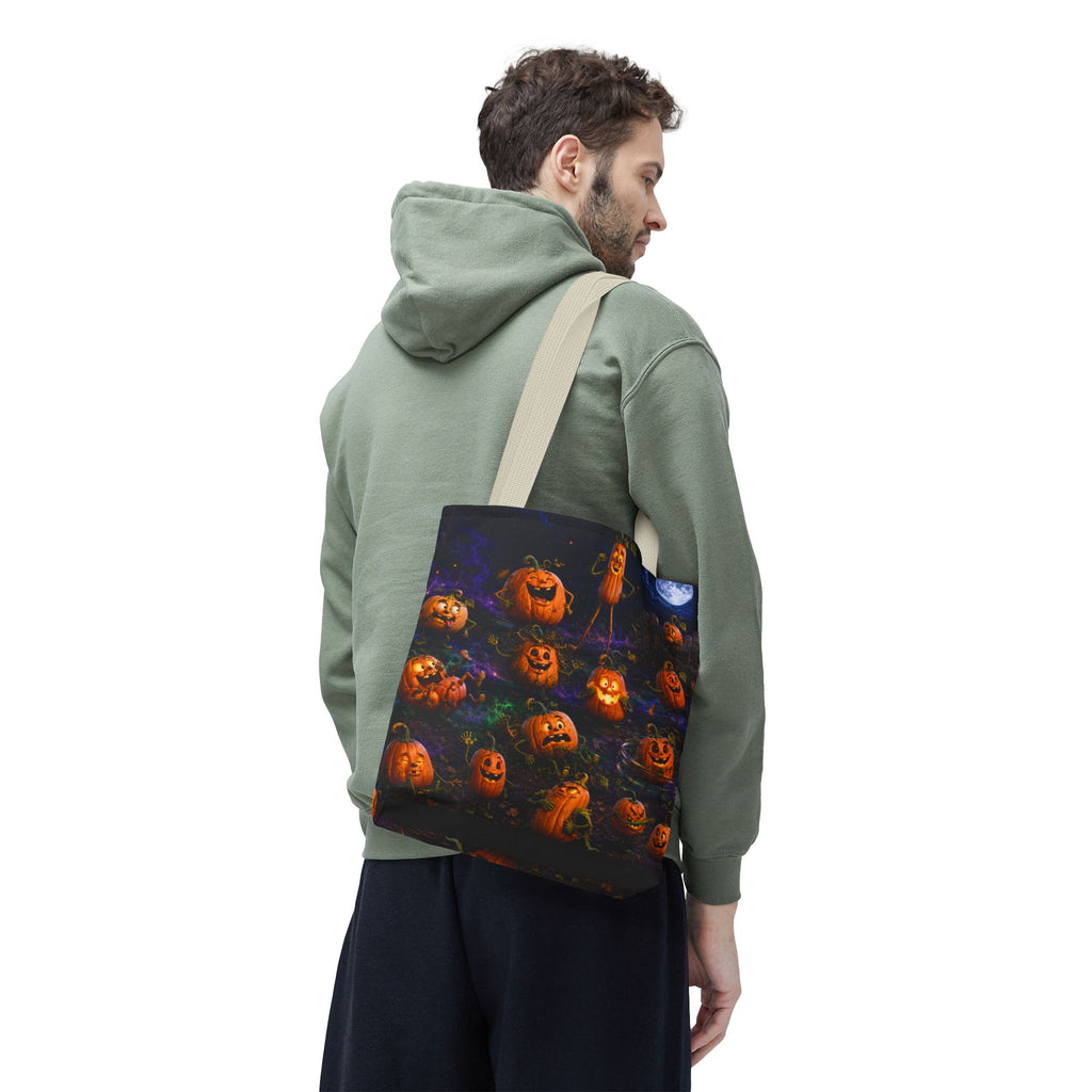 Halloween Pumpkin Patch Tote Bag — Spooky Jack-o'-Lantern All-Over Print