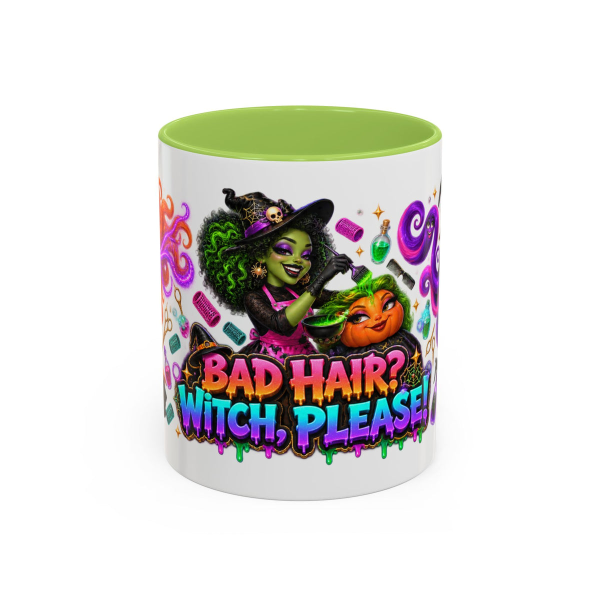 Bad Hair Witch Please Halloween Hairstylist White Mug
