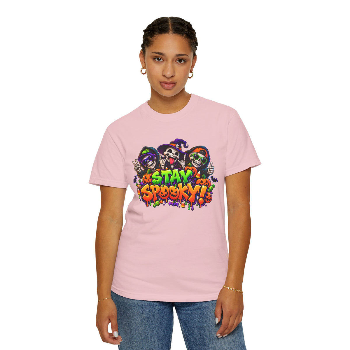 Stay Spooky Halloween T-Shirt – Funny Skeleton Crew Colorful Graphic Tee