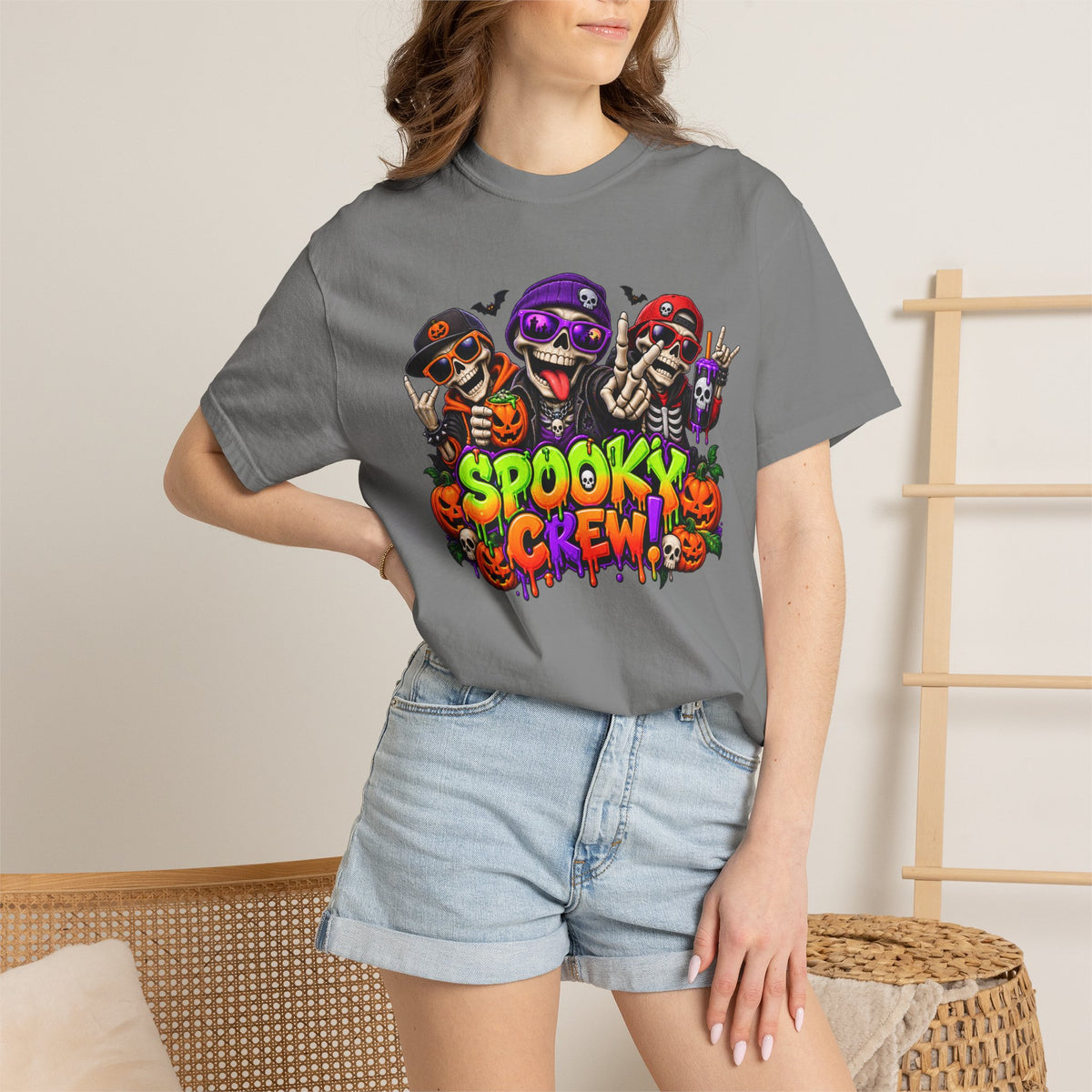 Spooky Crew Halloween T-Shirt – Funny Skeleton Graphic Tee