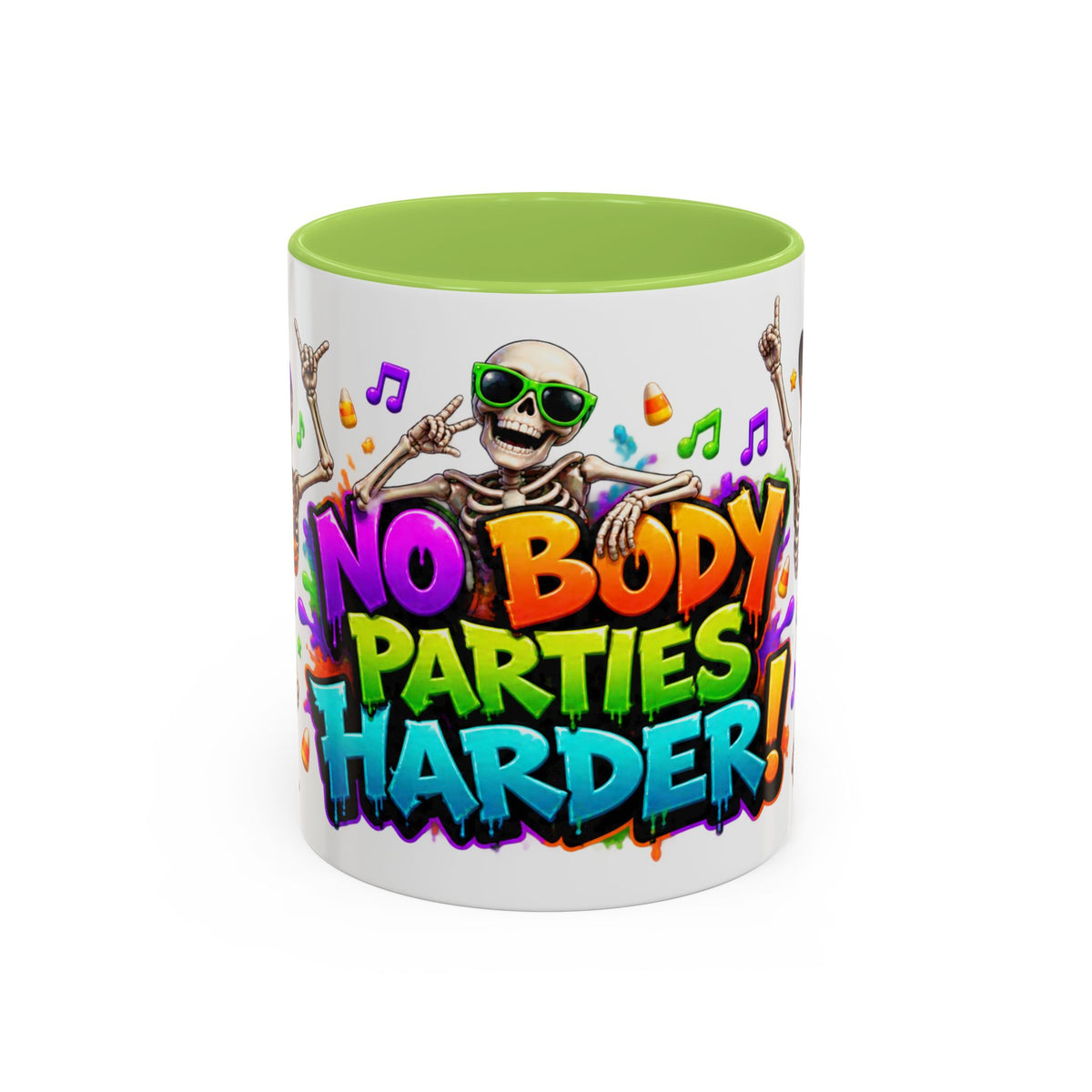 No Body Parties Harder Halloween Skeleton Party White Mug