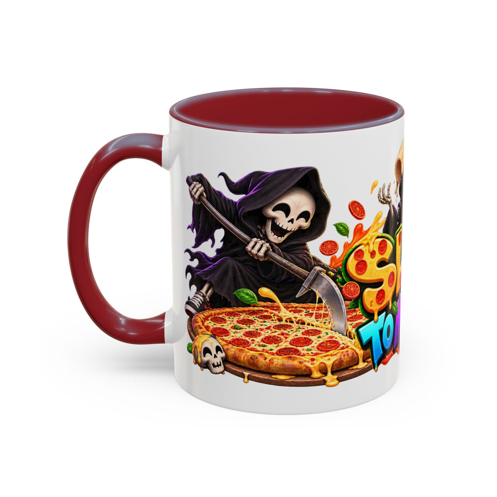 Slice to Meet You Funny Grim Reaper Pizza Halloween White Mug