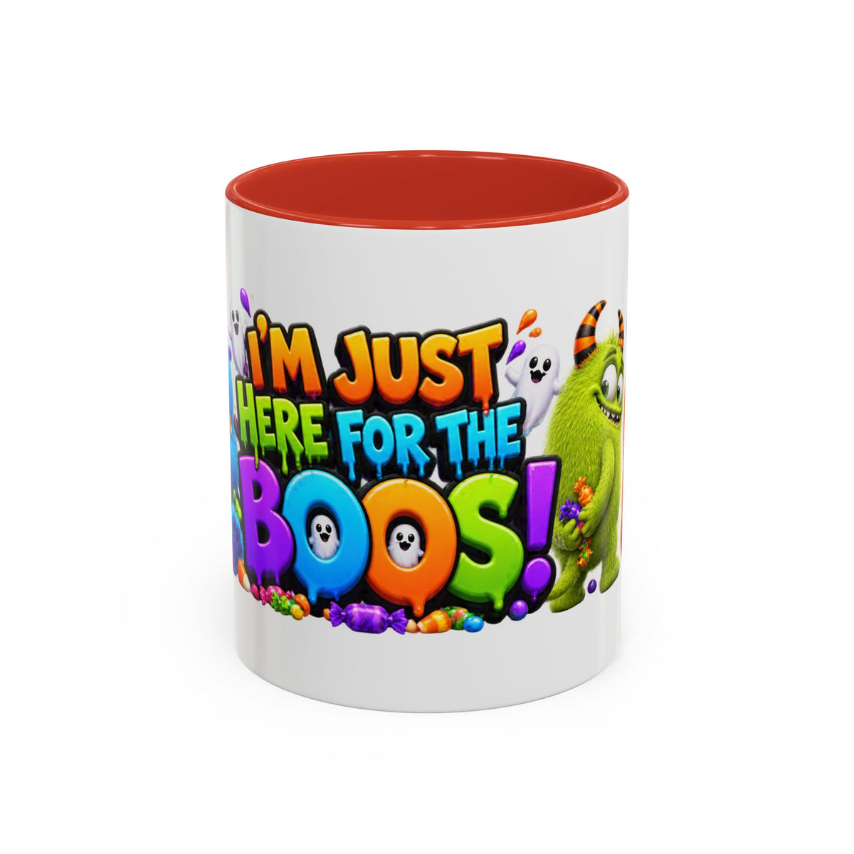 I’m Just Here for the Boos Funny Halloween Monster White Mug
